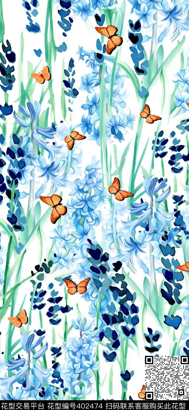 手绘花卉100元买断区数码印花华亿平台下载（图片编号: 402474） - 瓦栏（Walan）