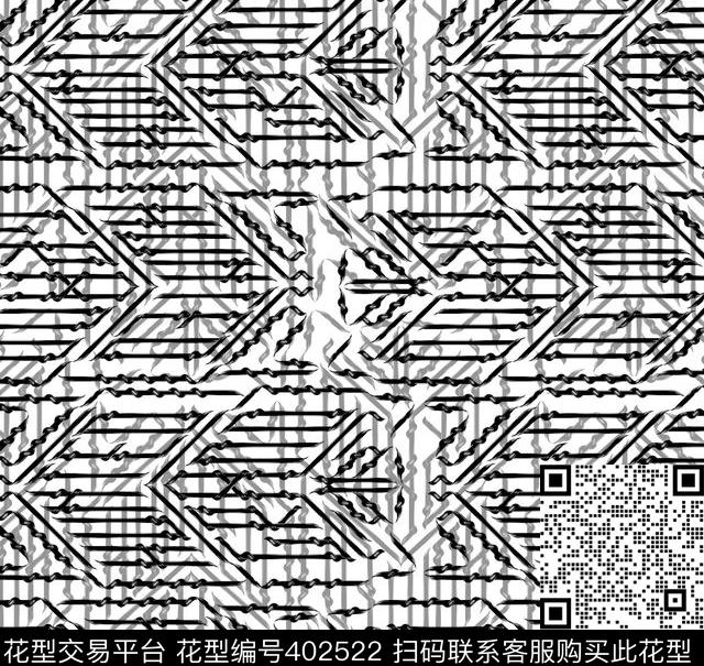 抽象格子黑灰数码印花华亿平台下载（图片编号: 402522） - 瓦栏（Walan）