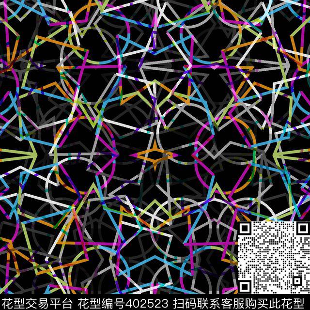 抽象格子几何数码印花华亿平台下载（图片编号: 402523） - 瓦栏（Walan）