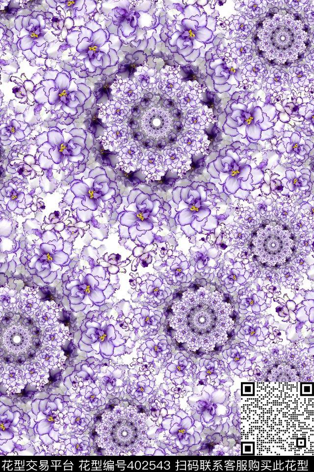 组合花卉数码印花华亿平台下载（图片编号: 402543） - 瓦栏（Walan）