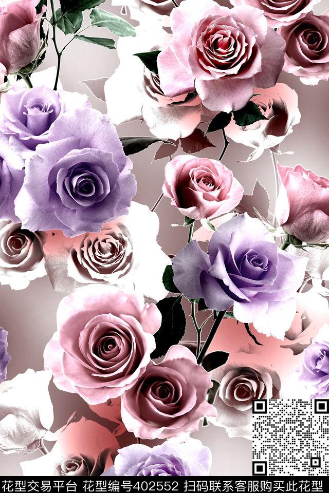 时尚花卉数码印花华亿平台下载（图片编号: 402552） - 瓦栏（Walan）