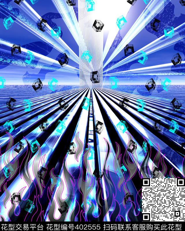 抽象定位花数码印花华亿平台下载（图片编号: 402555） - 瓦栏（Walan）