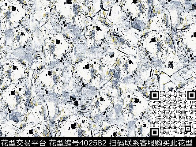 异形壹人行抽象涂鸦风传统印花华亿平台下载（图片编号: 402582） - 瓦栏（Walan）