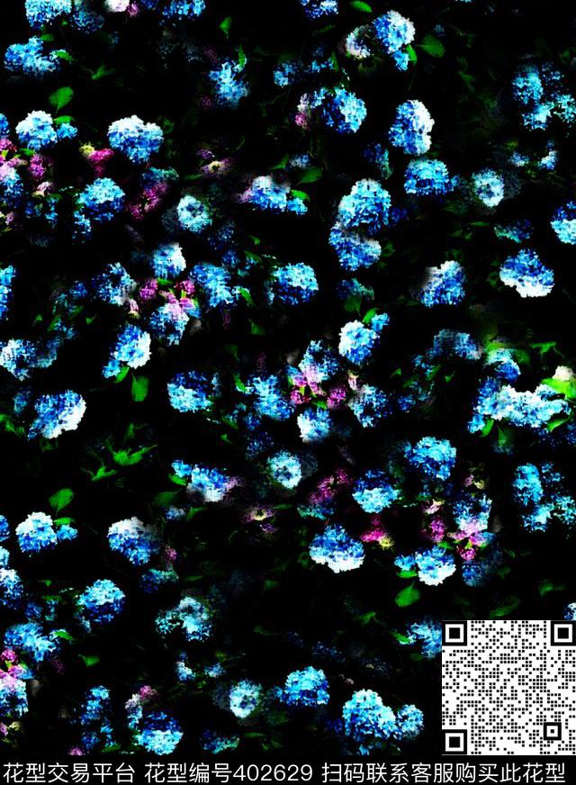抽象欧美花数码印花华亿平台下载（图片编号: 402629） - 瓦栏（Walan）
