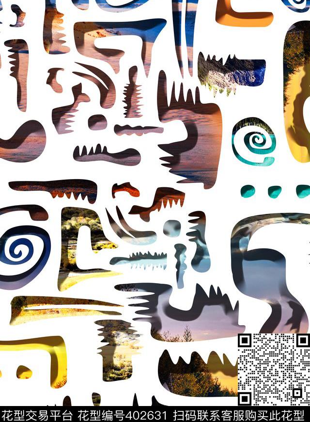 欧美风格几何抽象数码印花华亿平台下载（图片编号: 402631） - 瓦栏（Walan）