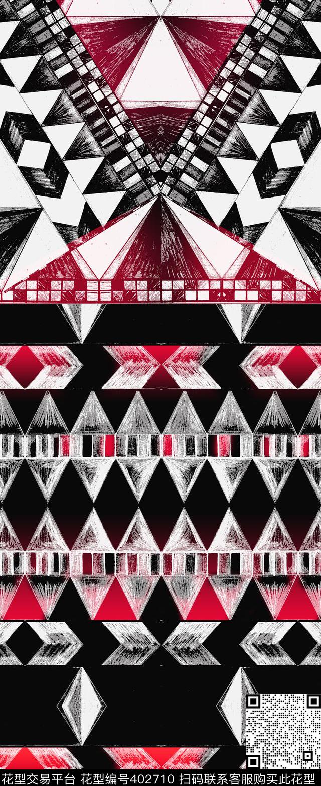 时尚几何元素拼接数码印花华亿平台下载（图片编号: 402710） - 瓦栏（Walan）