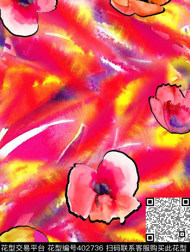 香奈儿2015手绘花卉100元买断区数码印花华亿平台下载（图片编号: 402736） - 瓦栏（Walan）