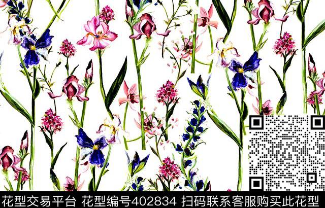 花卉清新数码印花华亿平台下载（图片编号: 402834） - 瓦栏（Walan）