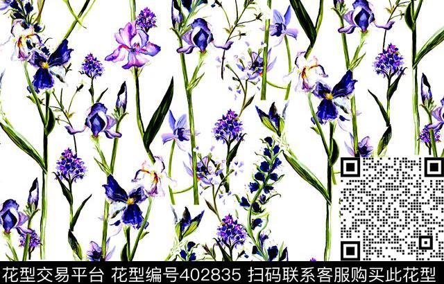 花卉清新数码印花华亿平台下载（图片编号: 402835） - 瓦栏（Walan）