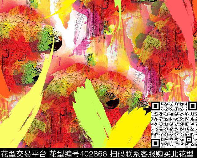 潮流春夏华亿平台复古数码印花华亿平台下载（图片编号: 402866） - 瓦栏（Walan）