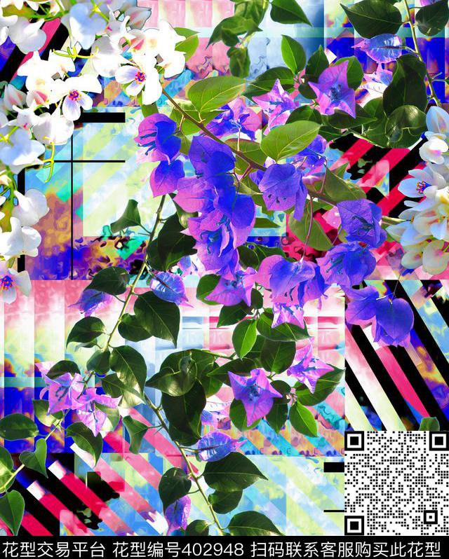 花卉藤花大牌街数码印花华亿平台下载（图片编号: 402948） - 瓦栏（Walan）