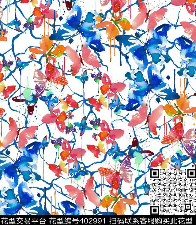 手绘花卉100元买断区数码印花华亿平台下载（图片编号: 402991） - 瓦栏（Walan）