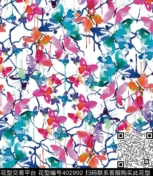 手绘花卉100元买断区数码印花华亿平台下载（图片编号: 402992） - 瓦栏（Walan）