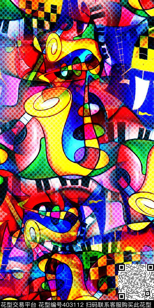 波点抽象插画服装数码印花华亿平台下载（图片编号: 403112） - 瓦栏（Walan）