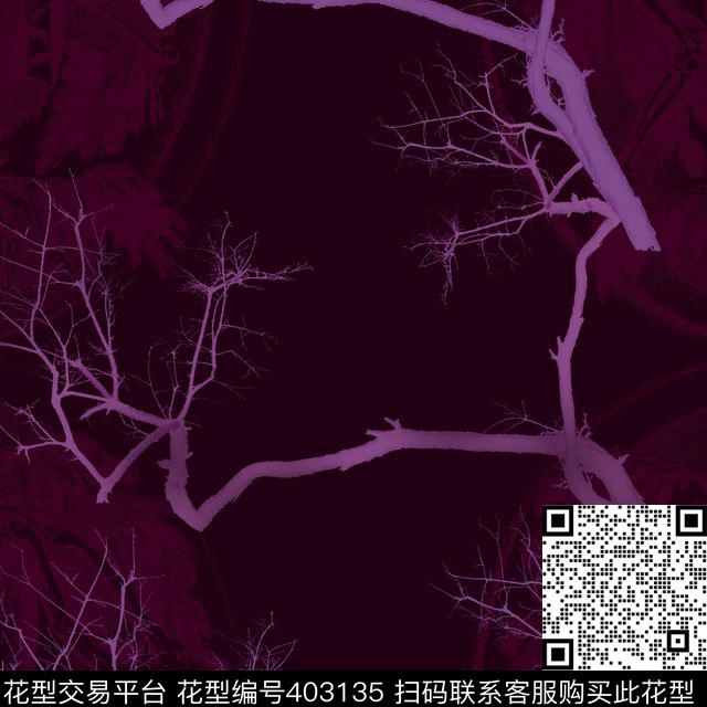 个性树枝抽象数码印花华亿平台下载（图片编号: 403135） - 瓦栏（Walan）