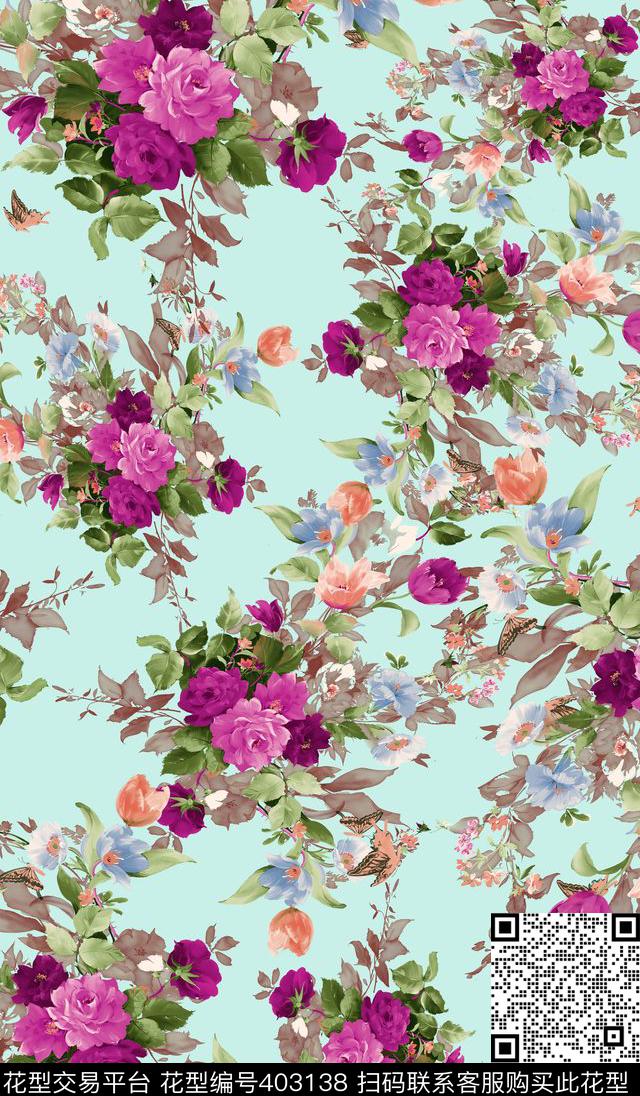 清新花卉植物花卉数码印花华亿平台下载（图片编号: 403138） - 瓦栏（Walan）
