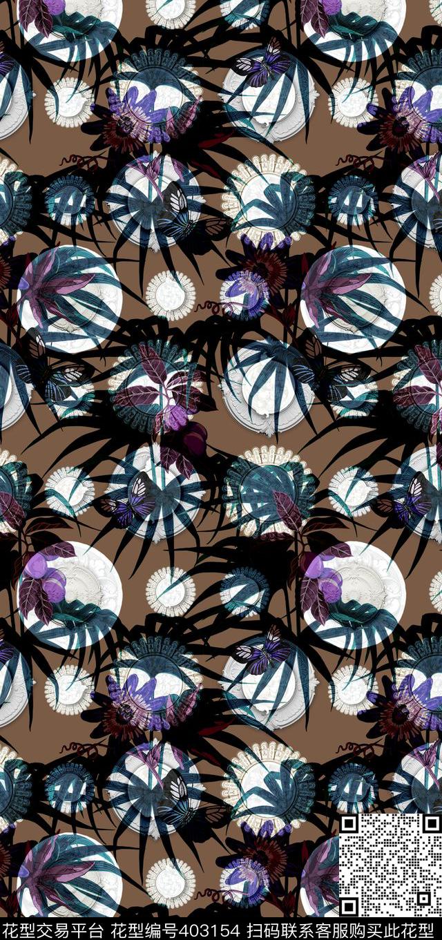 传统花卉圆盘数码印花华亿平台下载（图片编号: 403154） - 瓦栏（Walan）