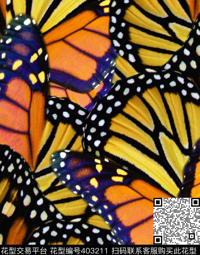 蝴蝶纹理100元买断区数码印花华亿平台下载（图片编号: 403211） - 瓦栏（Walan）
