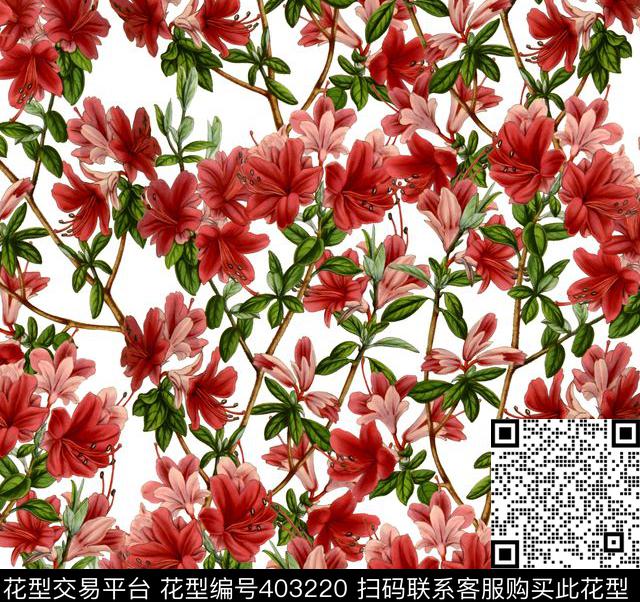 复古花卉100元买断区数码印花华亿平台下载（图片编号: 403220） - 瓦栏（Walan）