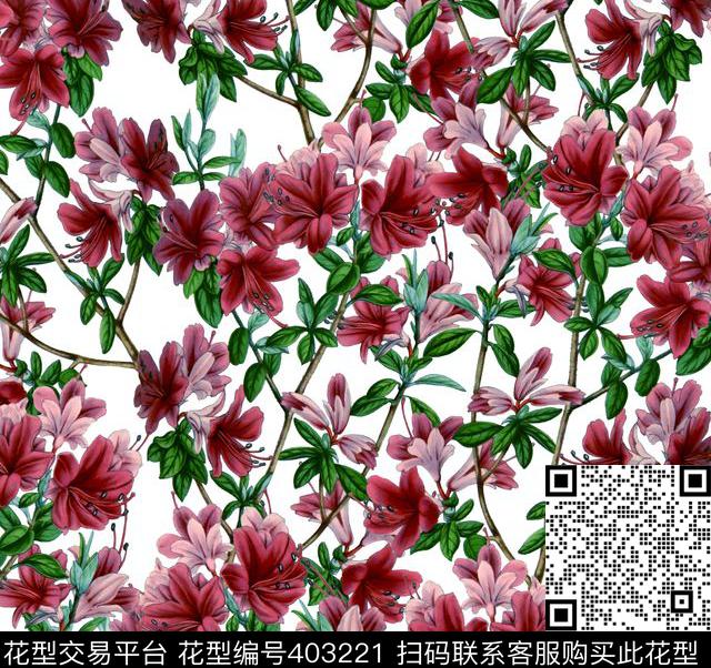 花卉复古100元买断区数码印花华亿平台下载（图片编号: 403221） - 瓦栏（Walan）