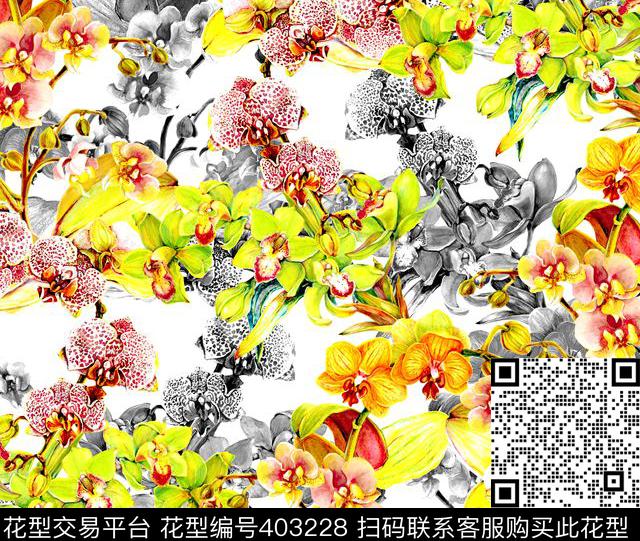 花卉兰花7月上新数码印花华亿平台下载（图片编号: 403228） - 瓦栏（Walan）