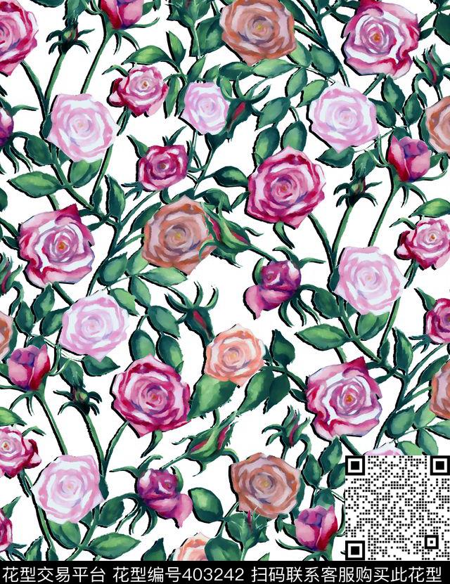 玫瑰蔷薇100元买断区数码印花华亿平台下载（图片编号: 403242） - 瓦栏（Walan）