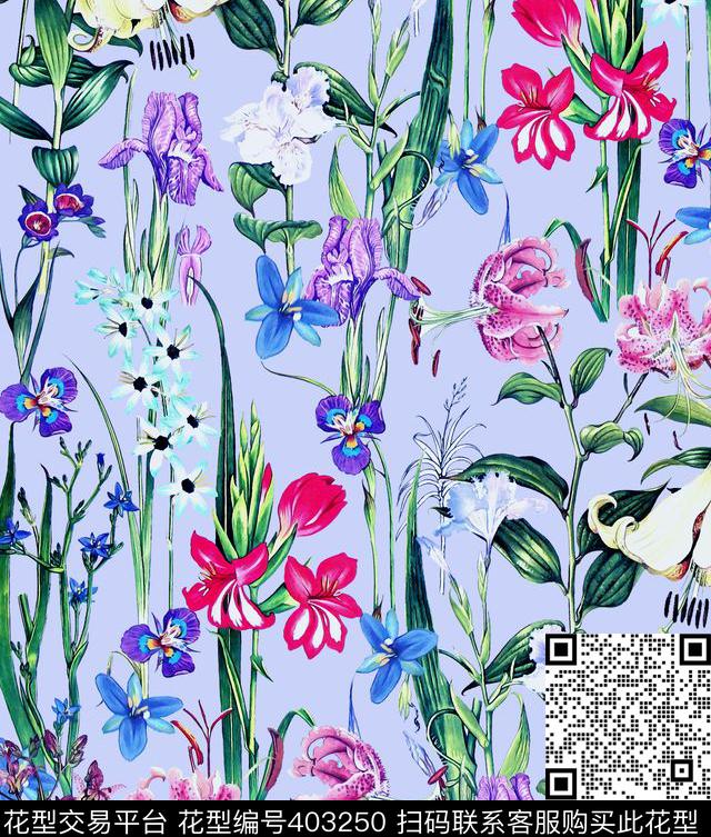 复古花卉7月上新数码印花华亿平台下载（图片编号: 403250） - 瓦栏（Walan）