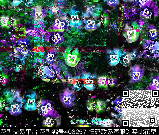 抽象花卉100元买断区数码印花华亿平台下载（图片编号: 403257） - 瓦栏（Walan）