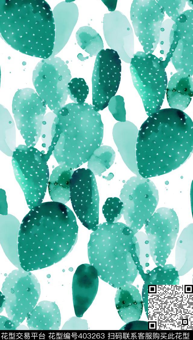 手绘仙人掌100元买断区数码印花华亿平台下载（图片编号: 403263） - 瓦栏（Walan）