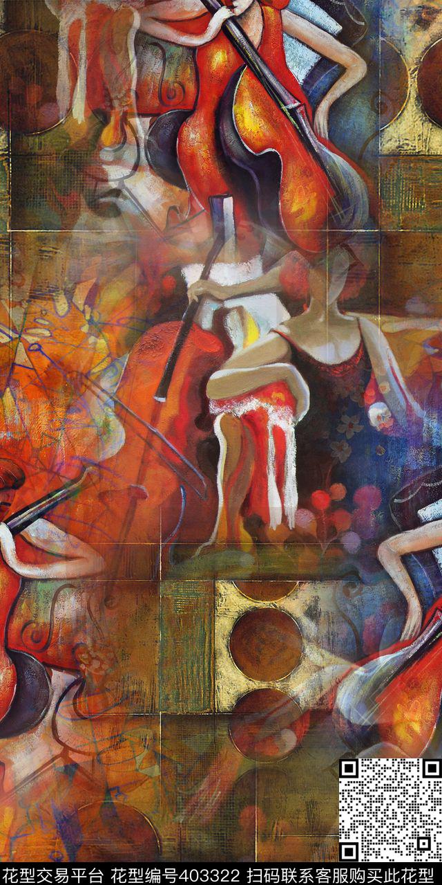 抽象欧式油画数码印花华亿平台下载（图片编号: 403322） - 瓦栏（Walan）
