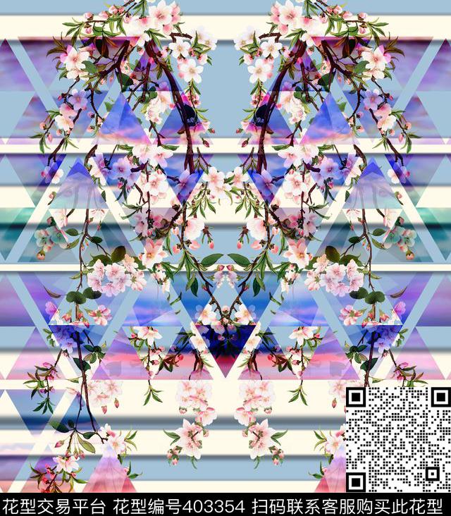 未来感前卫桃花镜像几何三角渐变星空条格数码印花华亿平台下载（图片编号: 403354） - 瓦栏（Walan）