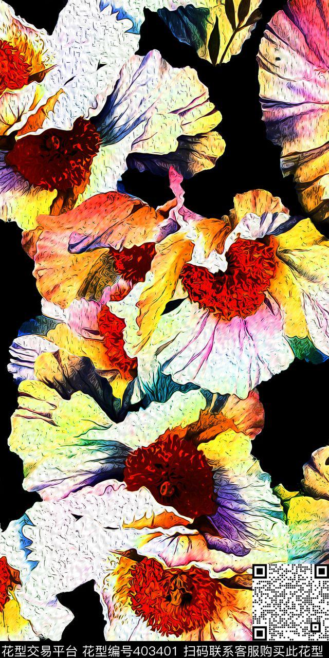 花卉数码印花华亿平台下载（图片编号: 403401） - 瓦栏（Walan）