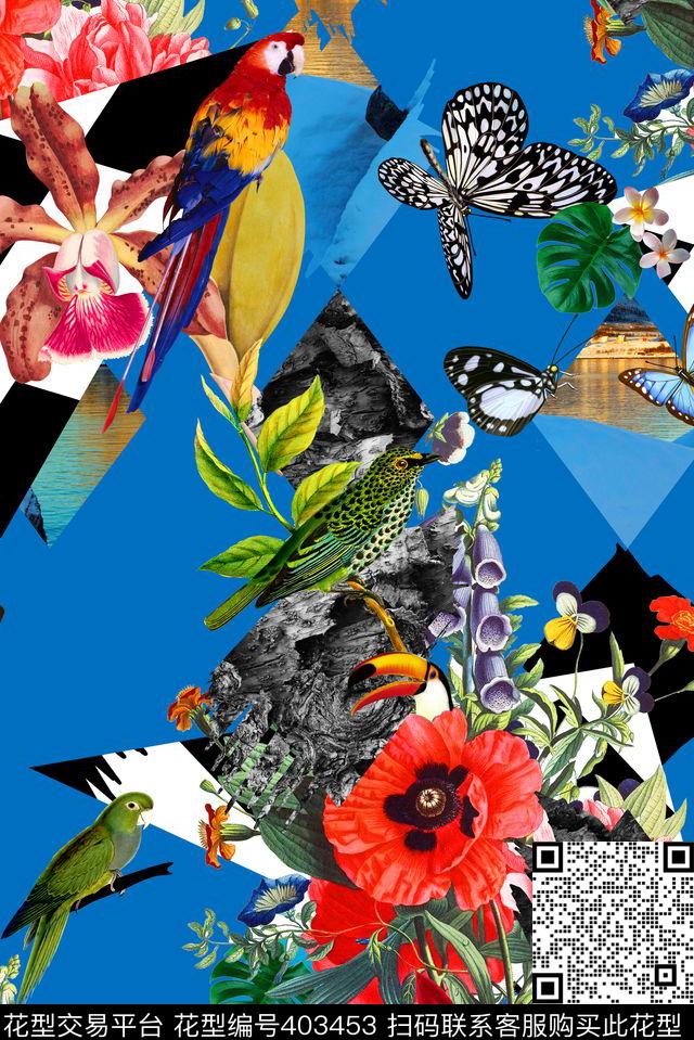 数码时尚大牌几何花鸟几何花鸟流行时尚花等数码印花华亿平台下载（图片编号: 403453） - 瓦栏（Walan）