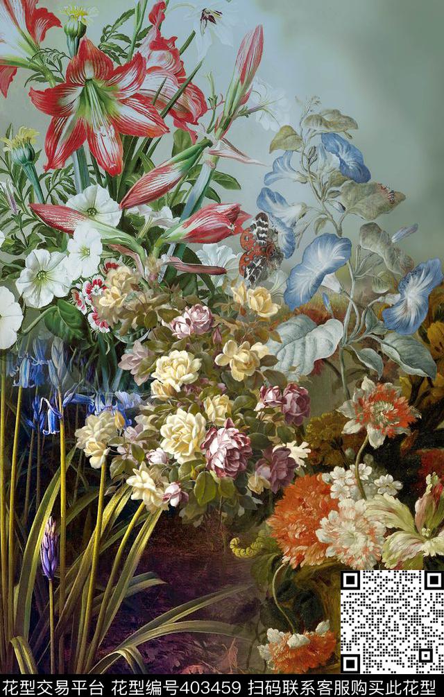 花卉花草树桩数码印花华亿平台下载（图片编号: 403459） - 瓦栏（Walan）