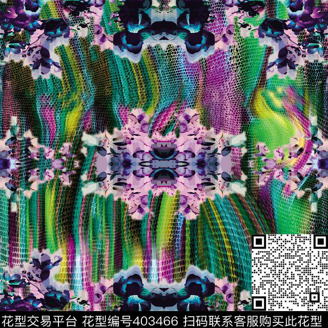 抽象花过渡数码印花华亿平台下载（图片编号: 403466） - 瓦栏（Walan）