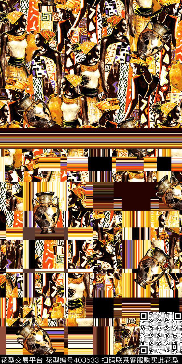 非洲女装人物数码印花华亿平台下载（图片编号: 403533） - 瓦栏（Walan）