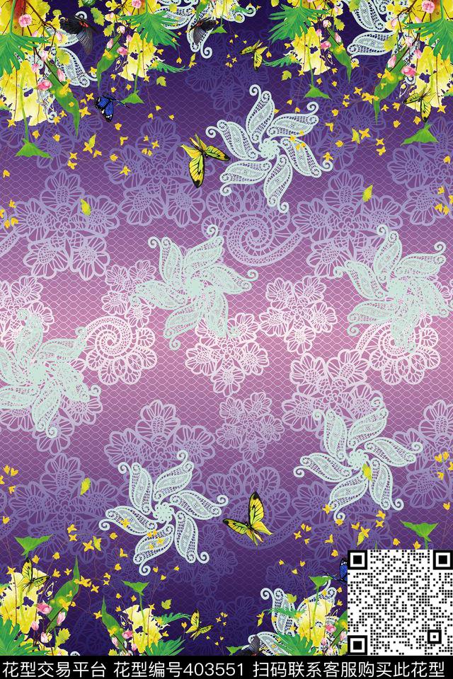 抽象水果定位数码印花华亿平台下载（图片编号: 403551） - 瓦栏（Walan）