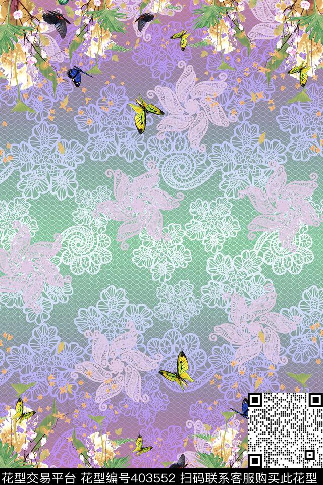 抽象水果定位数码印花华亿平台下载（图片编号: 403552） - 瓦栏（Walan）