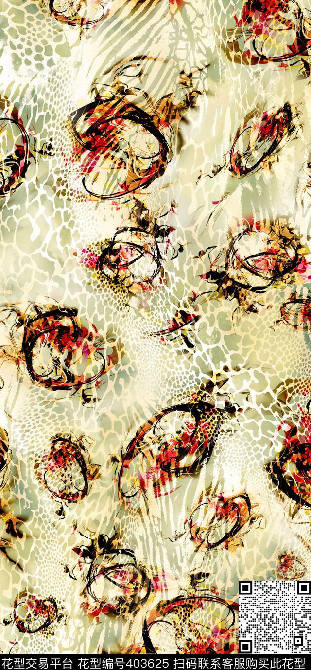 暗纹虎皮欧美中东时装数码印花华亿平台下载（图片编号: 403625） - 瓦栏（Walan）