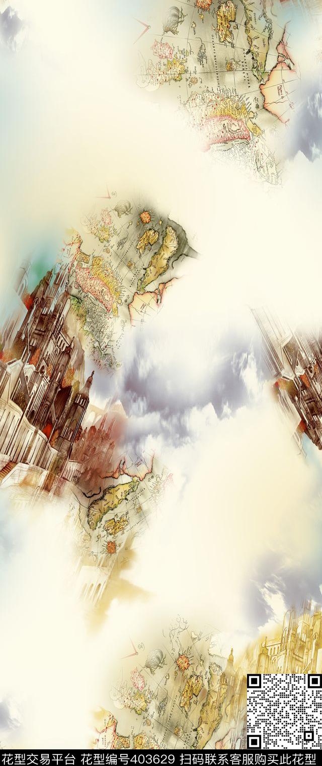 地图欧式建筑欧美时装数码印花华亿平台下载（图片编号: 403629） - 瓦栏（Walan）