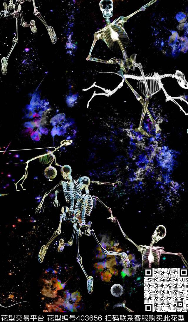 骷髅印象流行时尚数码印花华亿平台下载（图片编号: 403656） - 瓦栏（Walan）