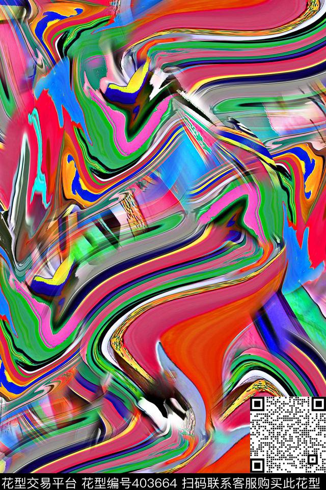 抽象彩条数码印花华亿平台下载（图片编号: 403664） - 瓦栏（Walan）