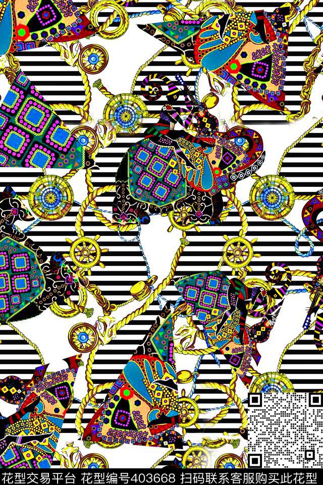 复古异域风金属数码印花华亿平台下载（图片编号: 403668） - 瓦栏（Walan）