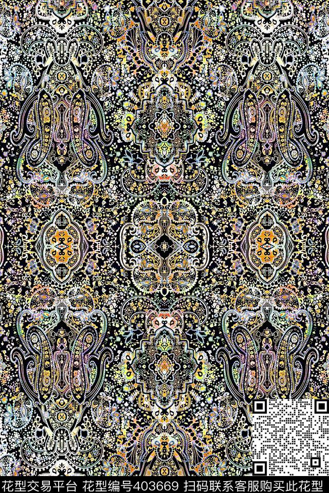 佩兹利佩兹利纹样传统印花华亿平台下载（图片编号: 403669） - 瓦栏（Walan）