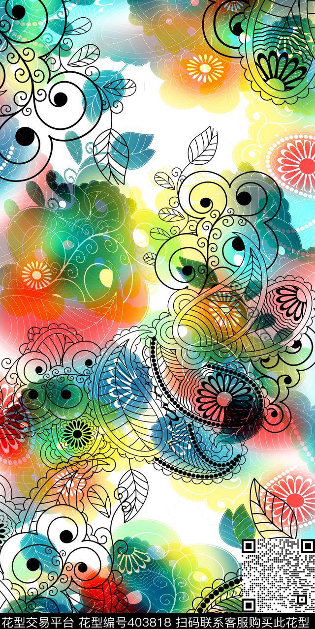 创新原创欧式花纹时尚休闲流行数码印花华亿平台下载（图片编号: 403818） - 瓦栏（Walan）