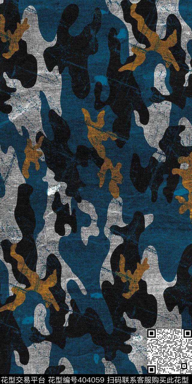 底纹迷彩几何牛仔传统印花华亿平台下载（图片编号: 404059） - 瓦栏（Walan）