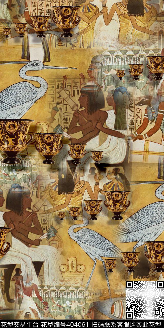 创意民族复古数码印花华亿平台下载（图片编号: 404061） - 瓦栏（Walan）