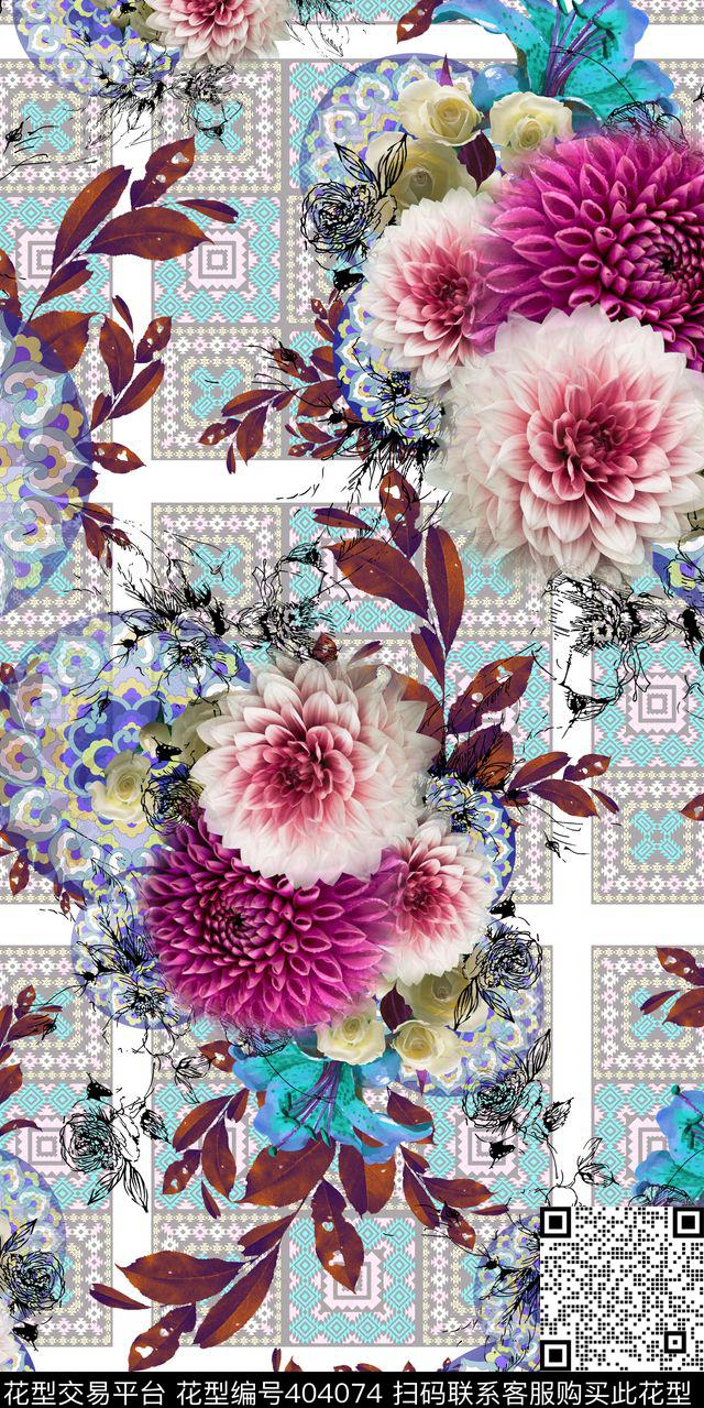 底纹服装花卉数码印花华亿平台下载（图片编号: 404074） - 瓦栏（Walan）
