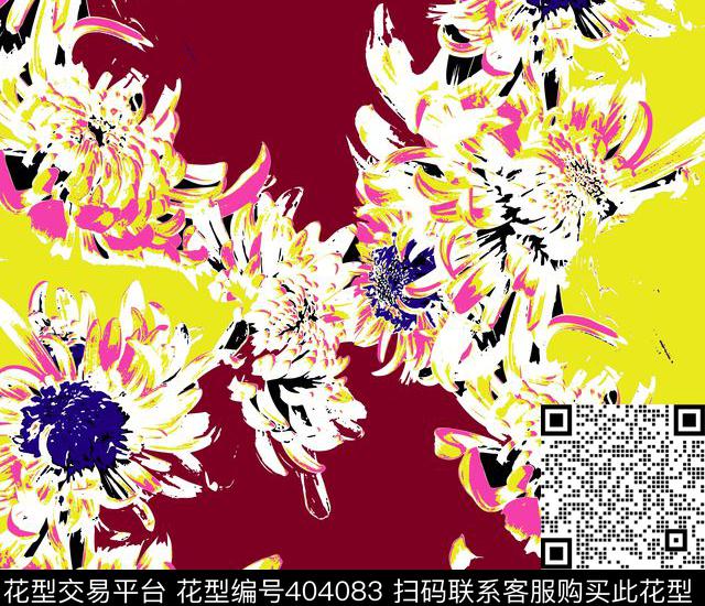 花抽象传统印花传统印花华亿平台下载（图片编号: 404083） - 瓦栏（Walan）