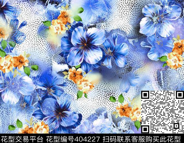 渐变花卉、波点数码印花华亿平台下载（图片编号: 404227） - 瓦栏（Walan）